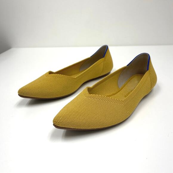 Rothy’s The Point Pointed Toe Ballet Flats Marigold Knit Machine Washable - W8 - Picture 10 of 11
